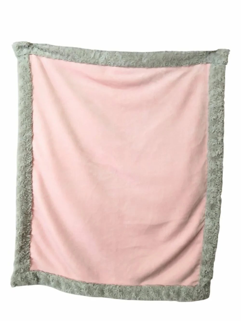 Little Me Gray Swirls Trim Sherpa Pink Soft Baby Security Blanket 30